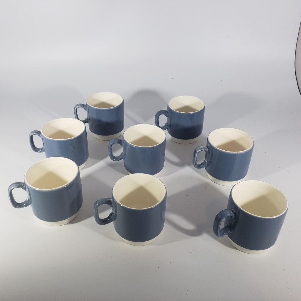 Pagnossin Treviso Italy 2 oz espresso demitasse Blue small mugs set of 8
